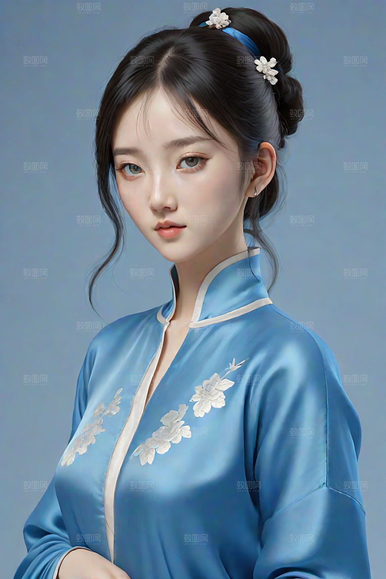 卡通风格渲染肖像画酷女孩