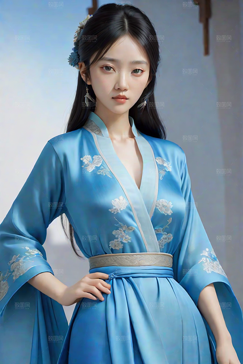 卡通风格渲染肖像画酷女孩