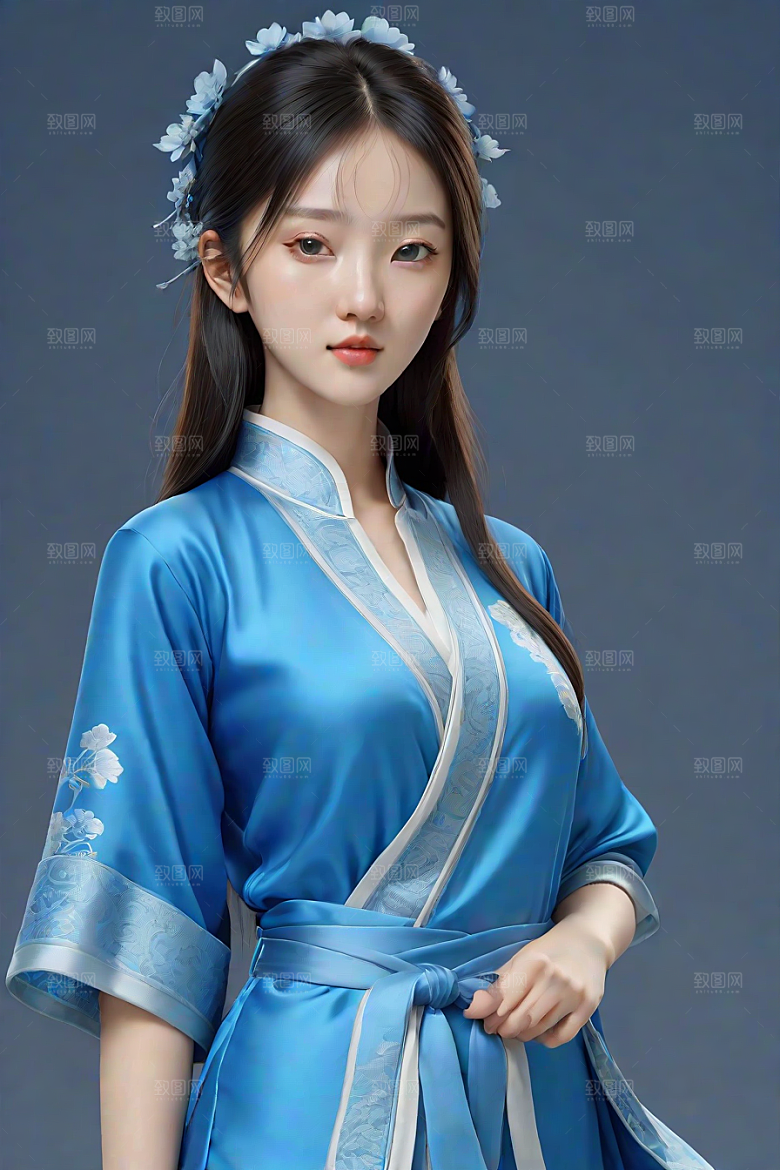 卡通风格渲染肖像画酷女孩
