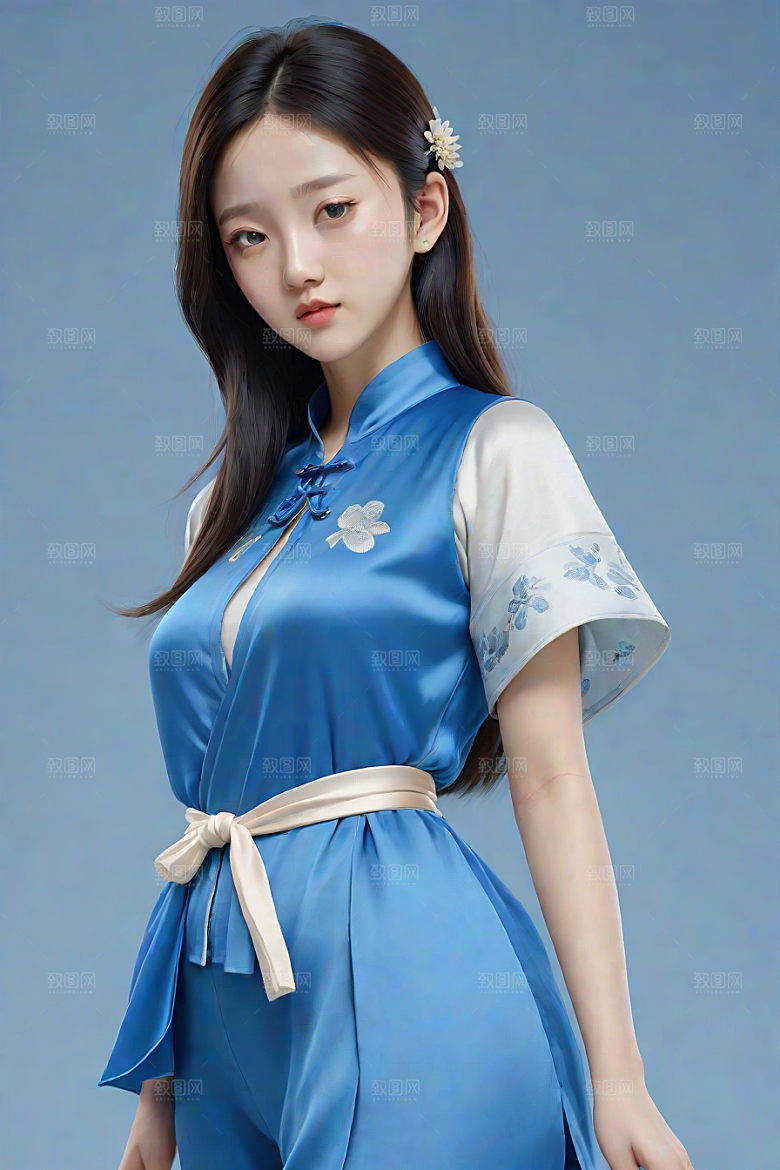 卡通风格渲染肖像画酷女孩