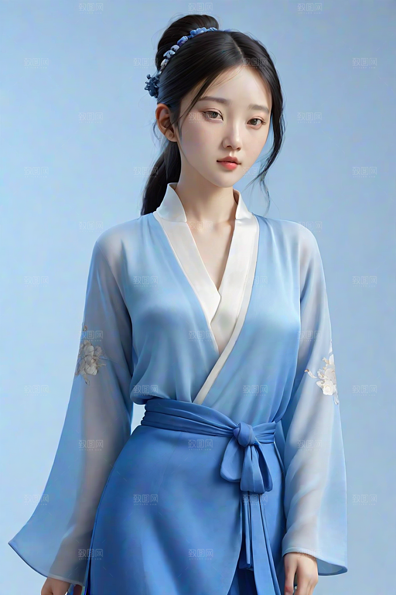 卡通风格渲染肖像画酷女孩