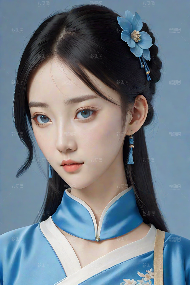卡通风格渲染肖像画酷女孩