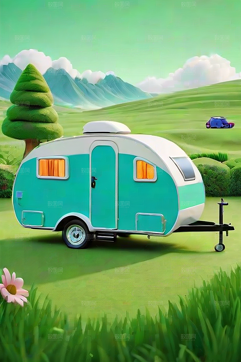 大胆形状沿海风景的可爱卡通