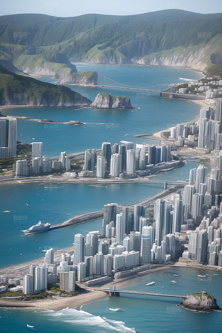 海岸风情融合自然与人文魅力的动态场景