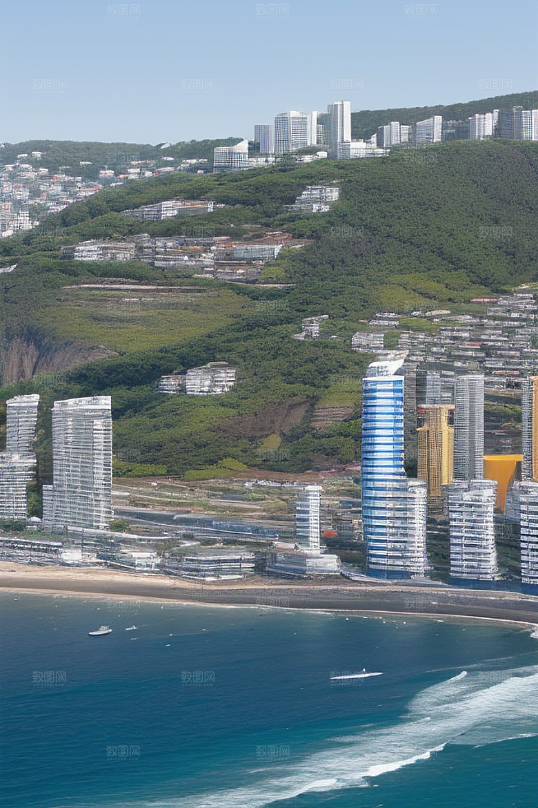 蓝海奇观汽车船只与建筑的激情场景