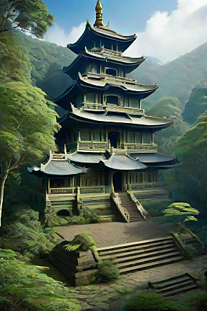 沉浸于庙宇的宁静氛围