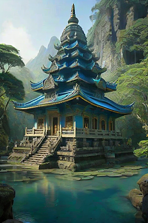 沉浸于庙宇的宁静氛围