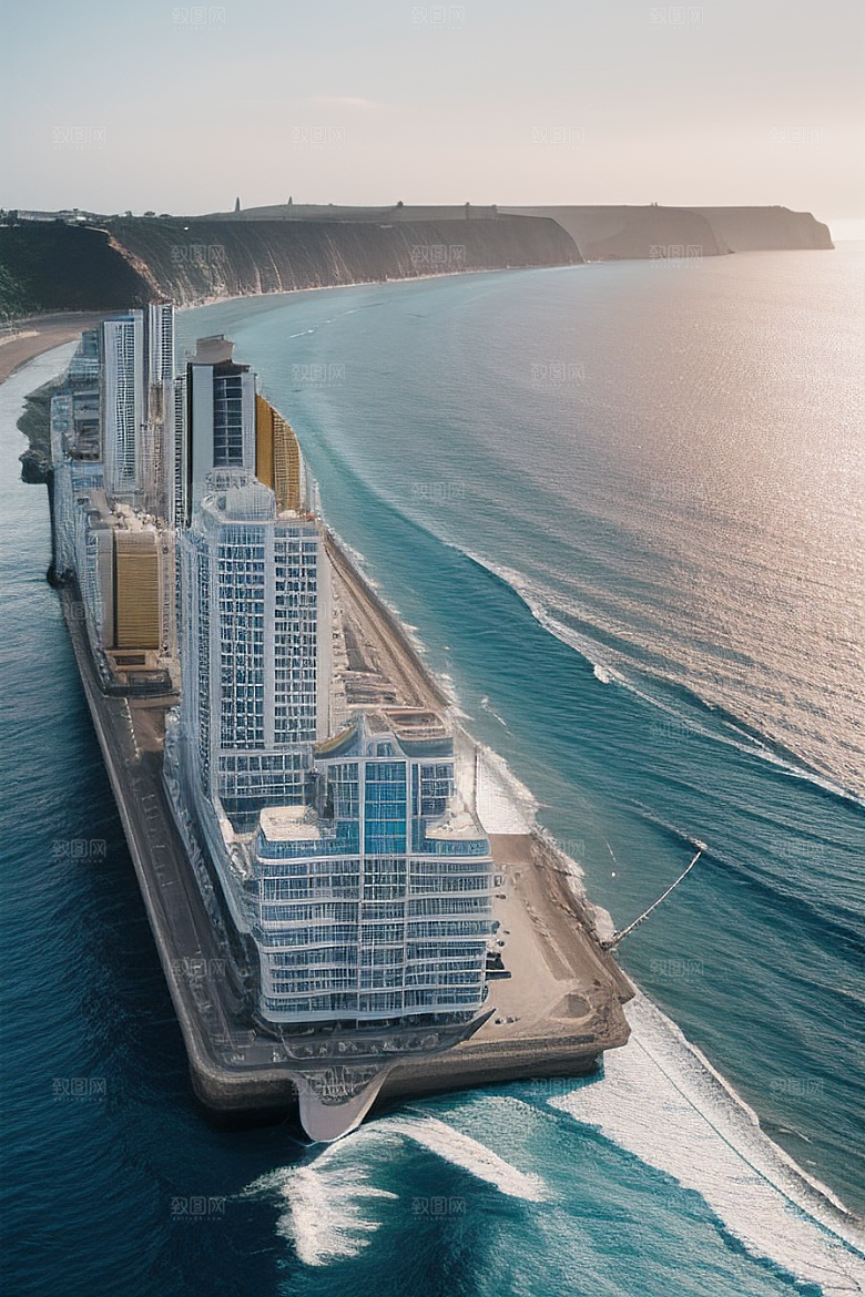 海岸风情融合自然与人文魅力的动态场景