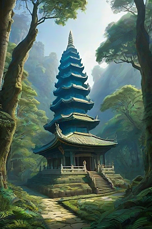 沉浸于庙宇的宁静氛围