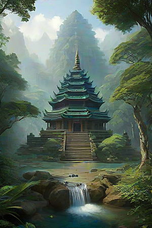 沉浸于庙宇的宁静氛围