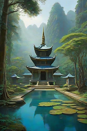沉浸于庙宇的宁静氛围