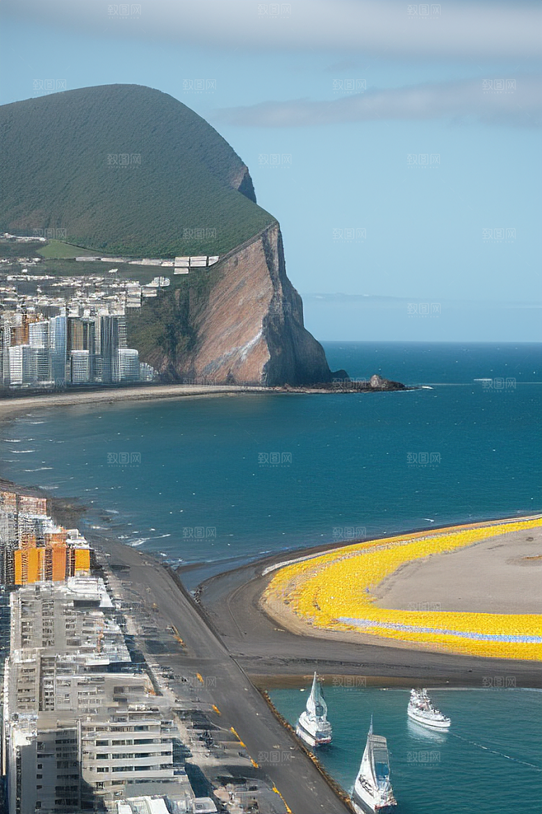 海岸风情融合自然与人文魅力的动态场景