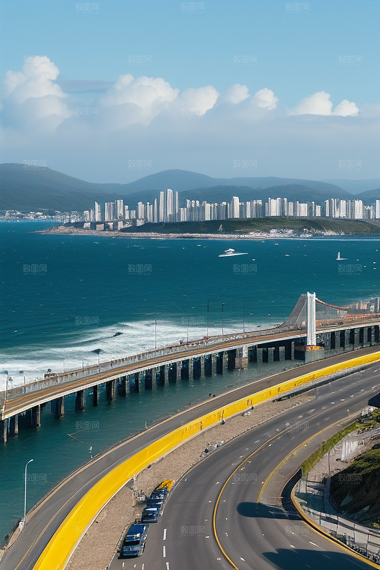 海岸风情融合自然与人文魅力的动态场景