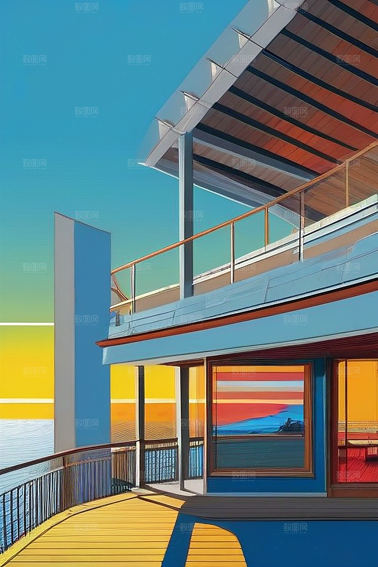 蓝海奇遇汽车船只与建筑的激情场景