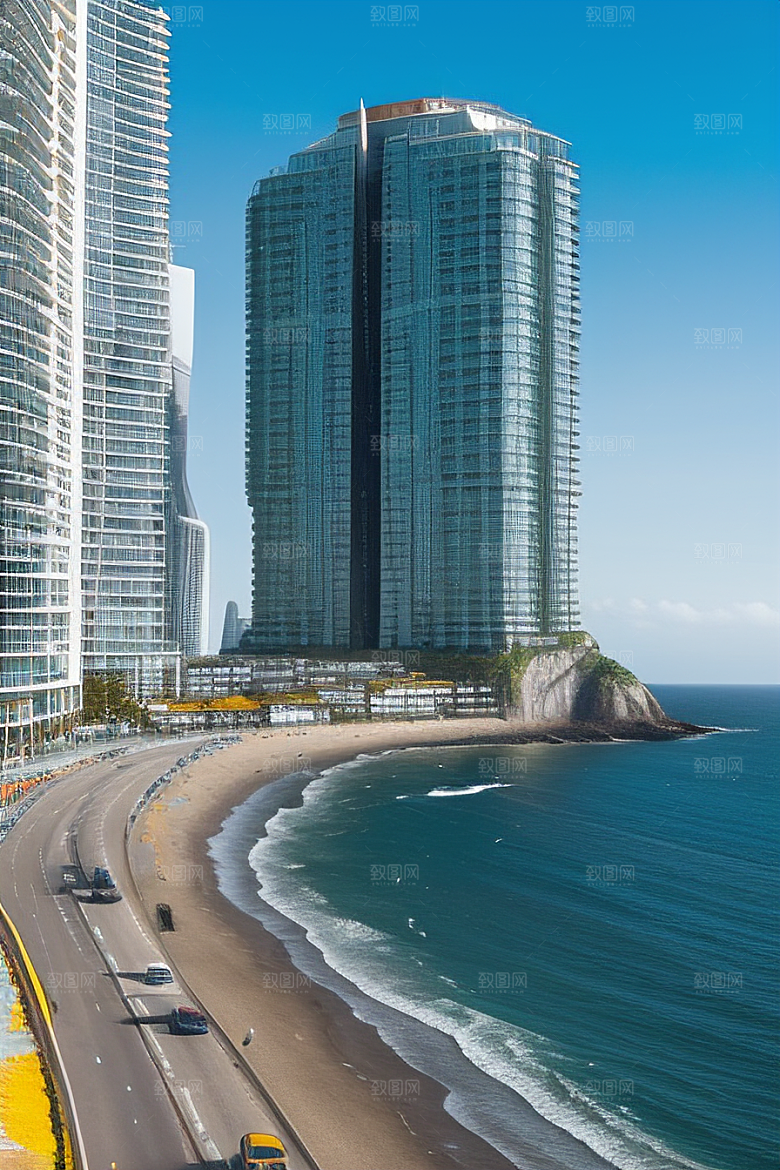 蓝海奇遇汽车船只与建筑的激情场景