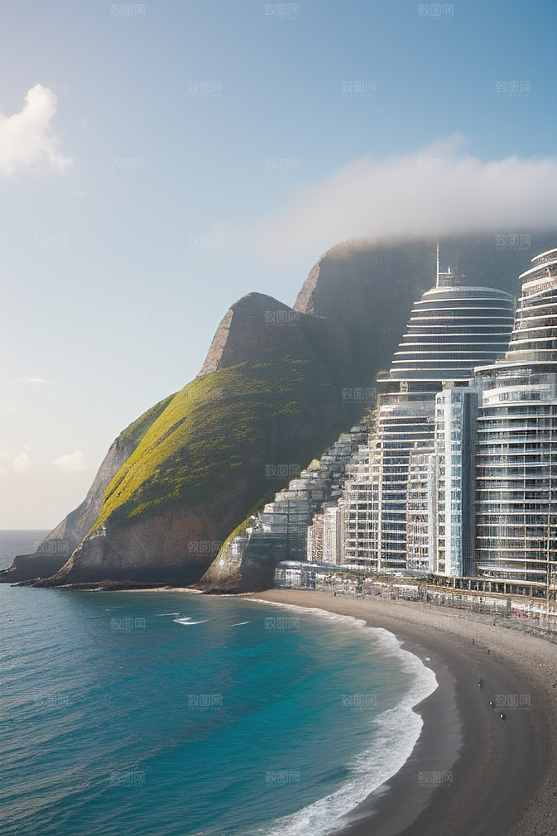 蓝海奇遇汽车船只与建筑的激情场景