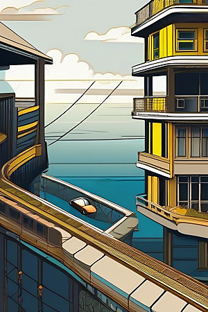 海滨之旅跨越自然与创新的动感画卷