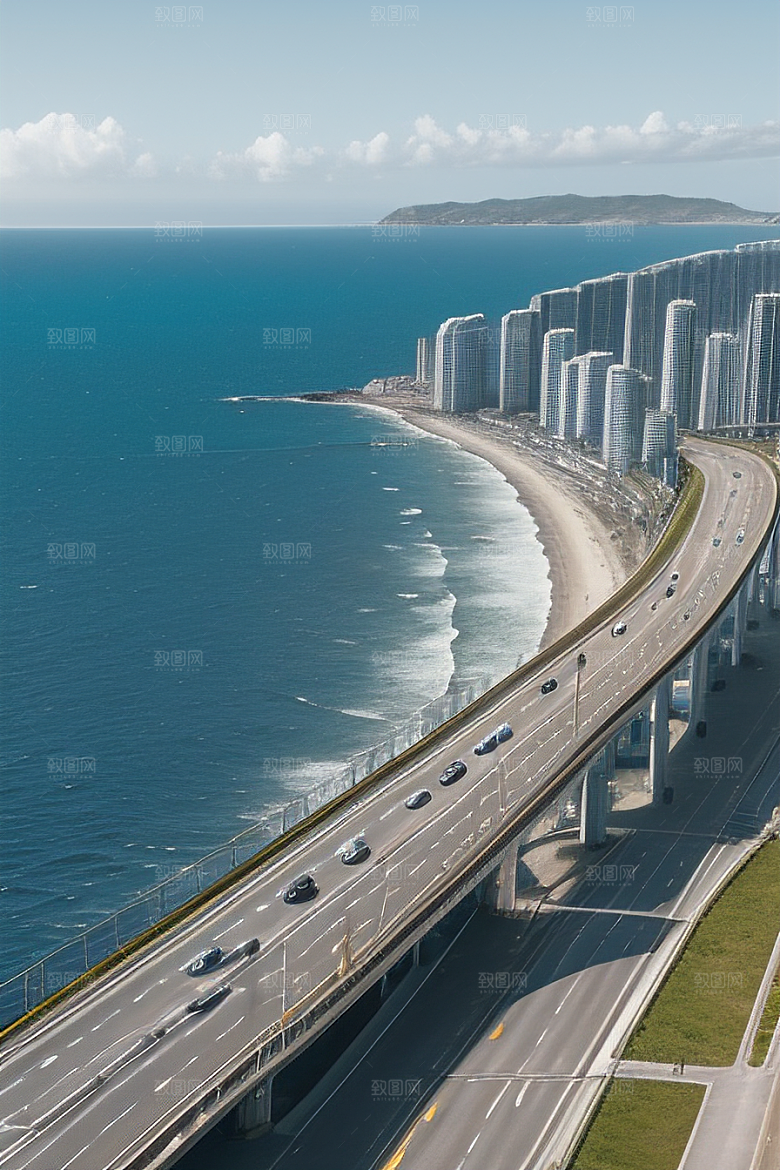 海岸风情融合自然与人文魅力的动态场景
