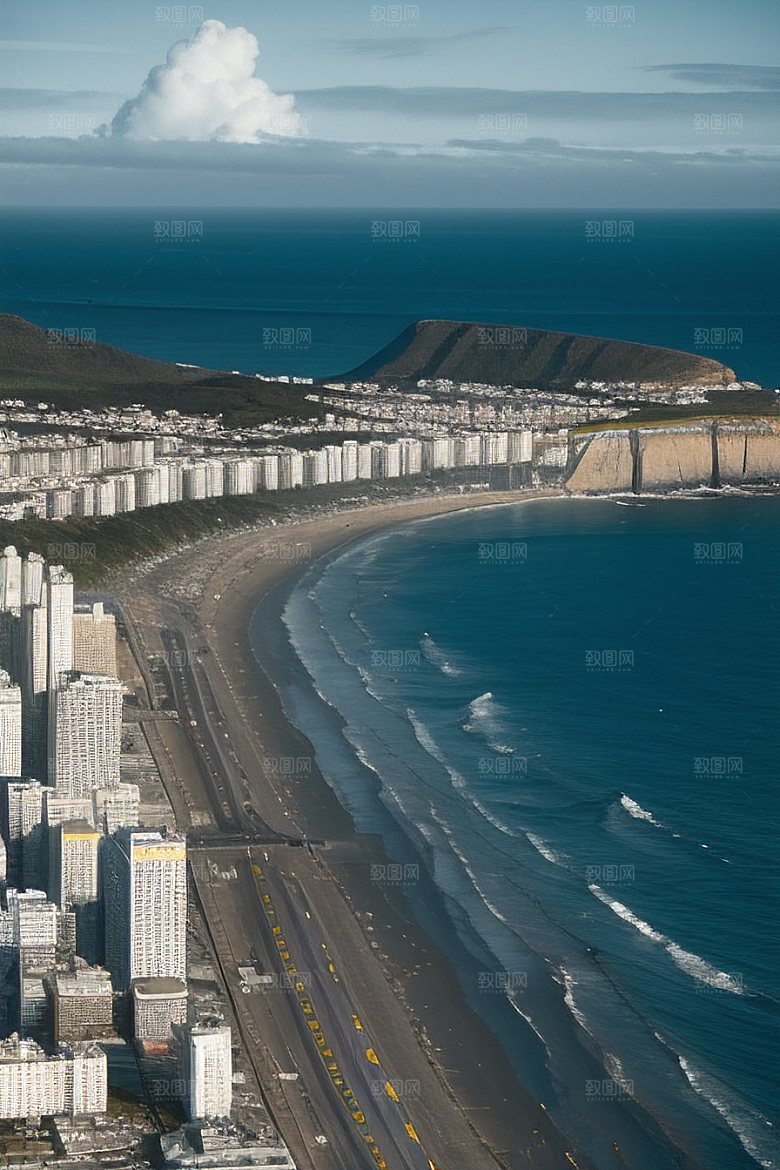 海岸风情融合自然与人文魅力的动态场景