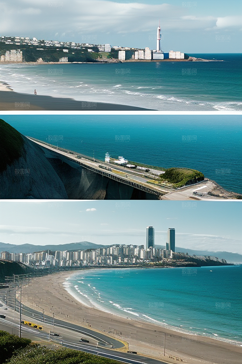 蓝海奇观汽车船只与建筑的激情场景