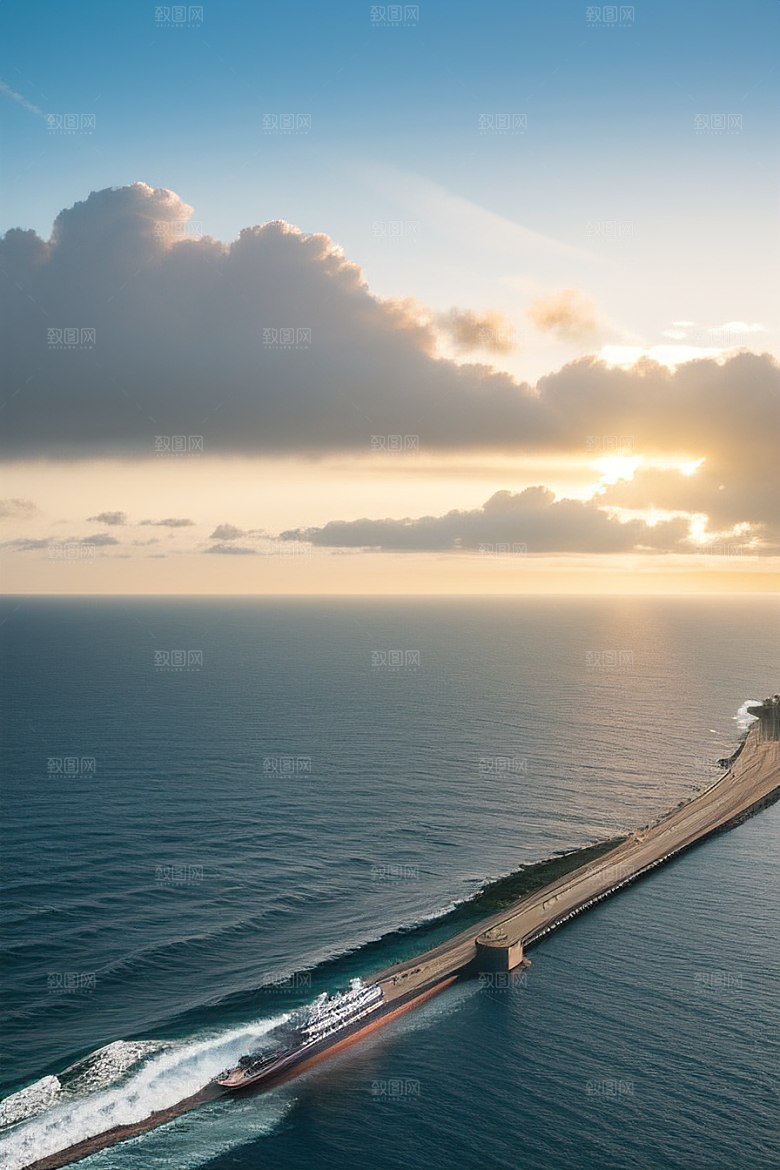蓝海奇观汽车船只与建筑的激情场景