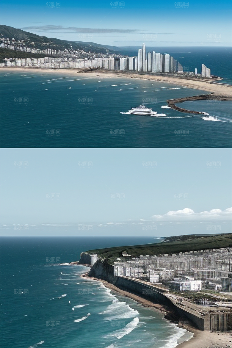 海岸时光汽车船只与建筑的激情交织