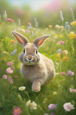 活泼兔子的生动表情