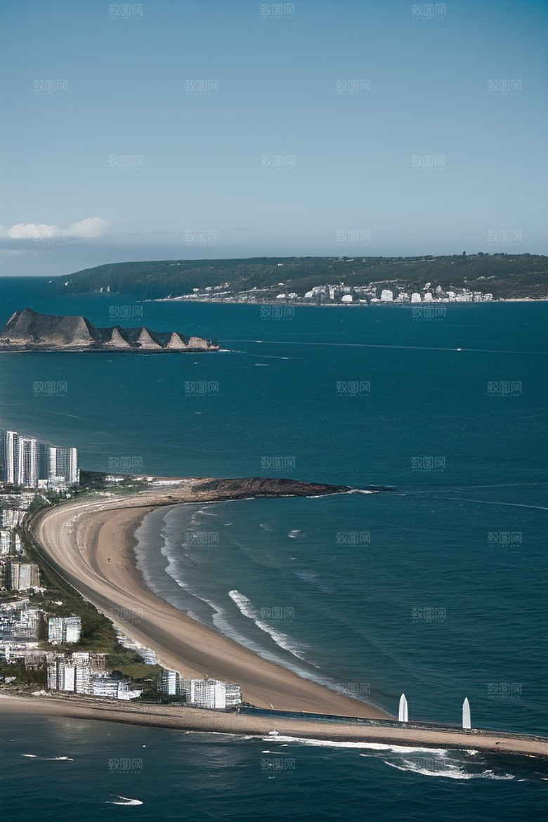 海岸风情融合自然与人文魅力的动态场景