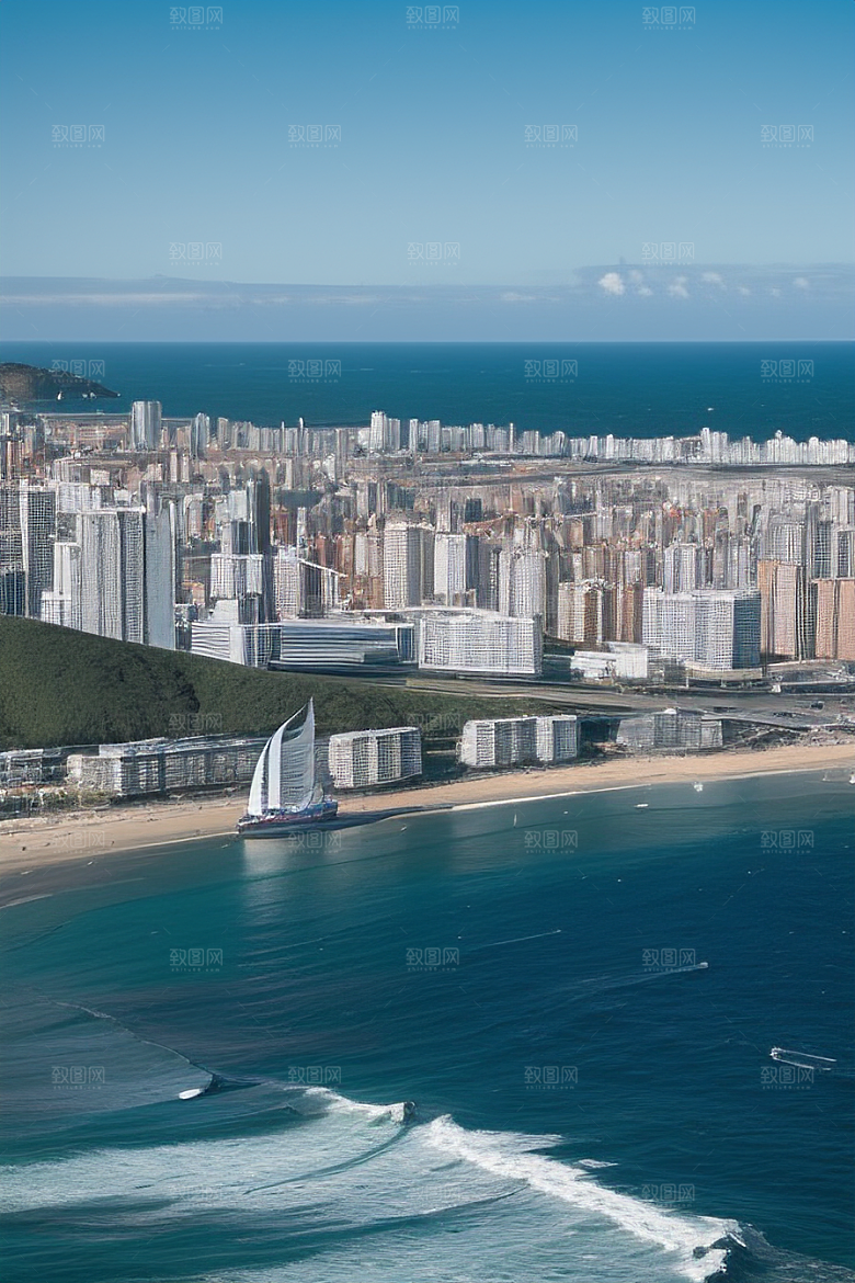 蓝海奇遇汽车船只与建筑的激情场景