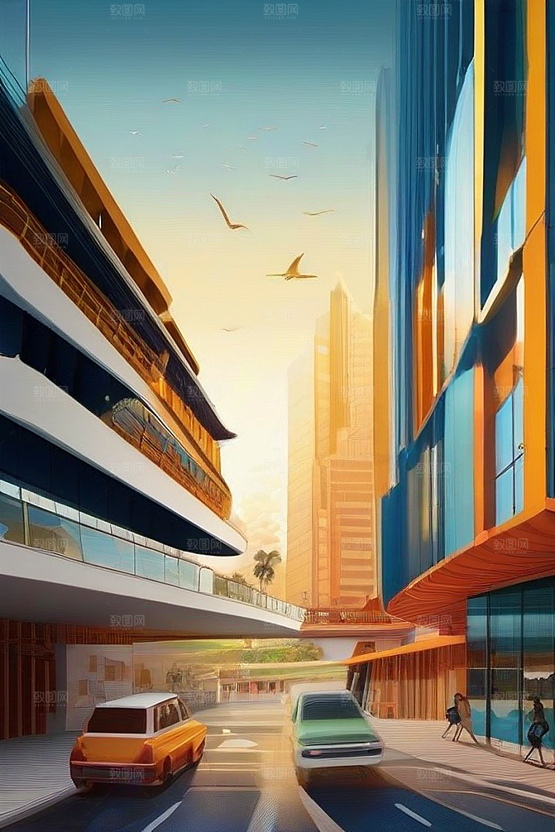 蓝海奇遇汽车船只与建筑的激情场景