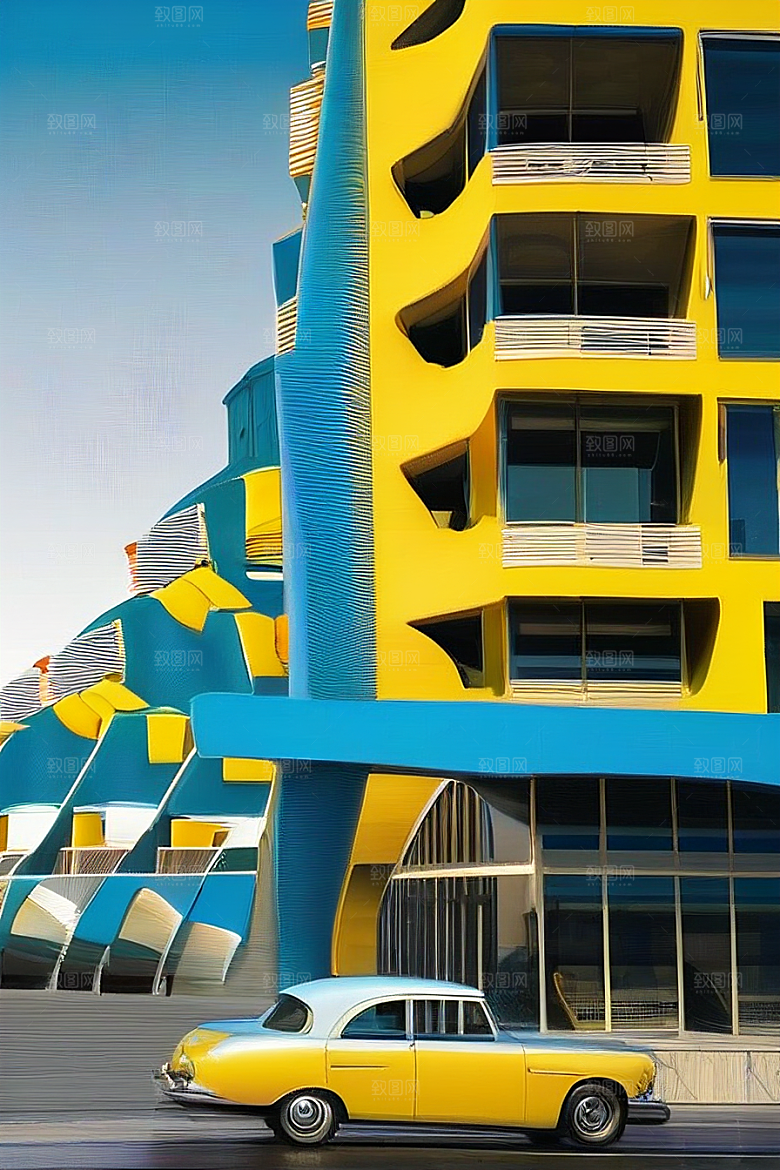 蓝海奇遇汽车船只与建筑的激情场景