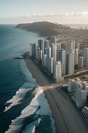 蓝海奇遇汽车船只与建筑的激情场景