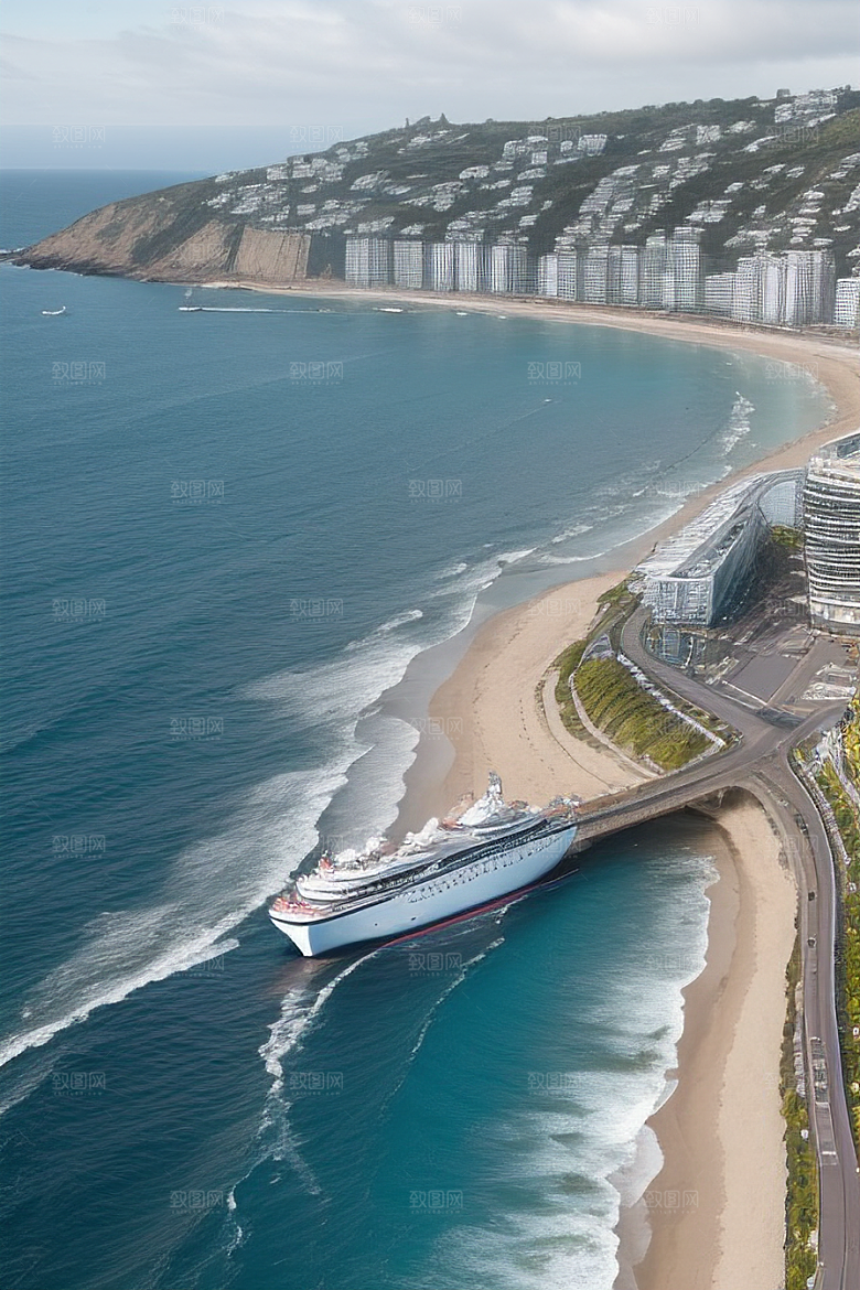 蓝海奇遇汽车船只与建筑的激情场景
