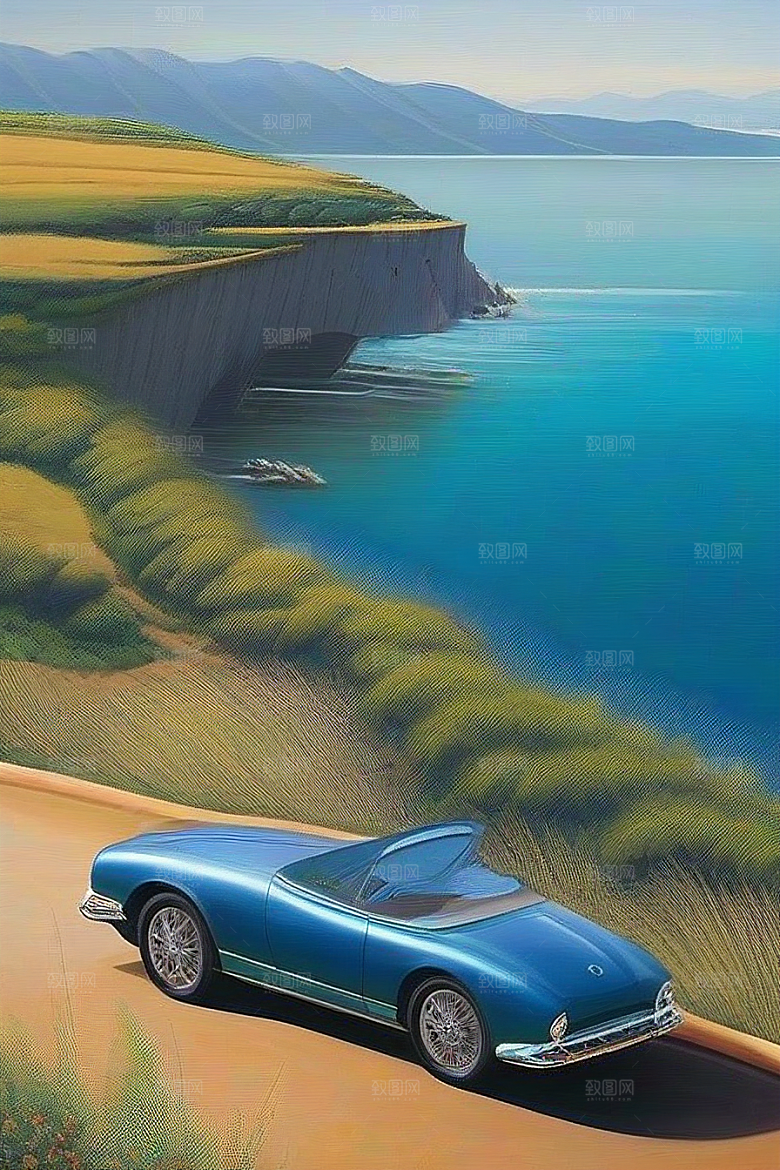 海滨风情汽车船只与建筑的激情交织