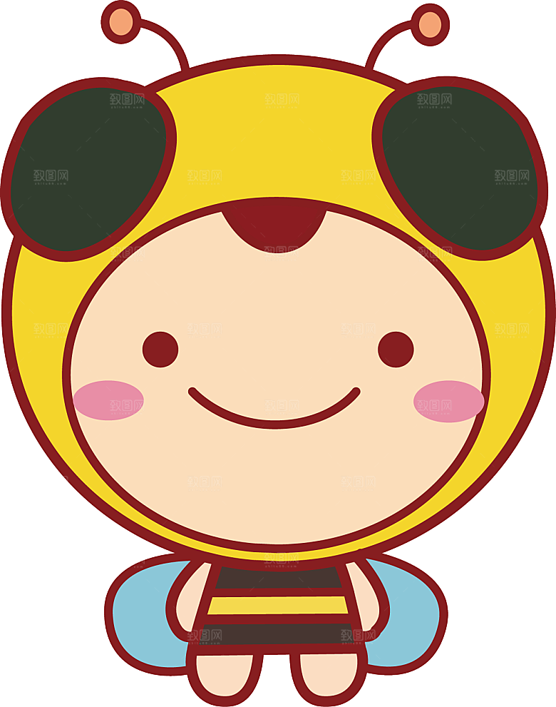 卡通小蜜蜂PPT高清平面设计PNG元素
