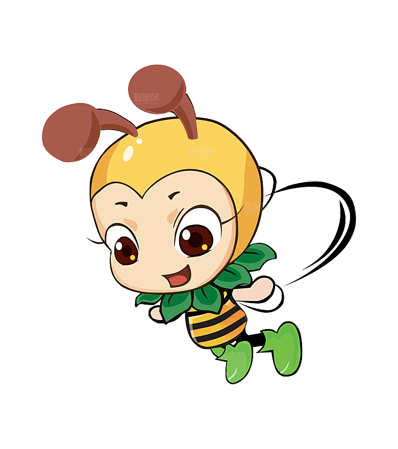 卡通小蜜蜂PPT高清平面设计PNG元素