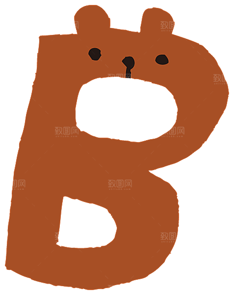 卡通可爱呆萌小动物数字字母PNG透明