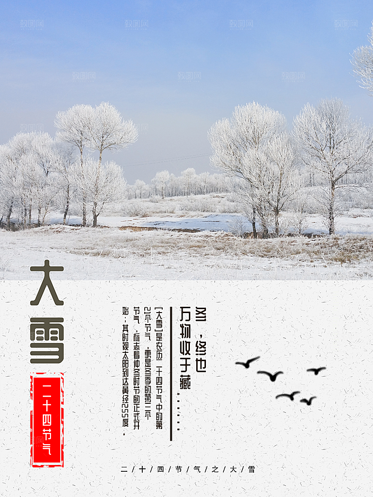时尚大雪节气宣传海报