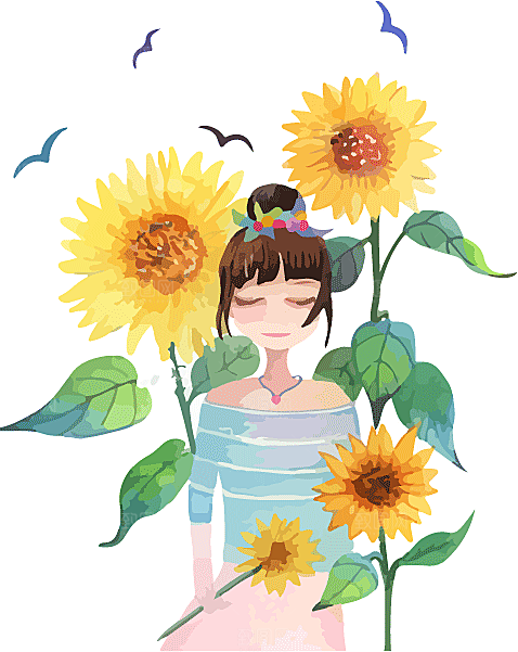 可爱卡通手绘向日葵太阳花花朵花卉素材