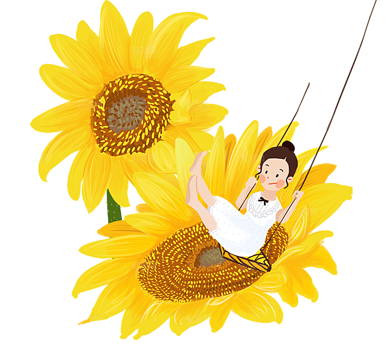 可爱卡通手绘向日葵太阳花花朵花卉素材