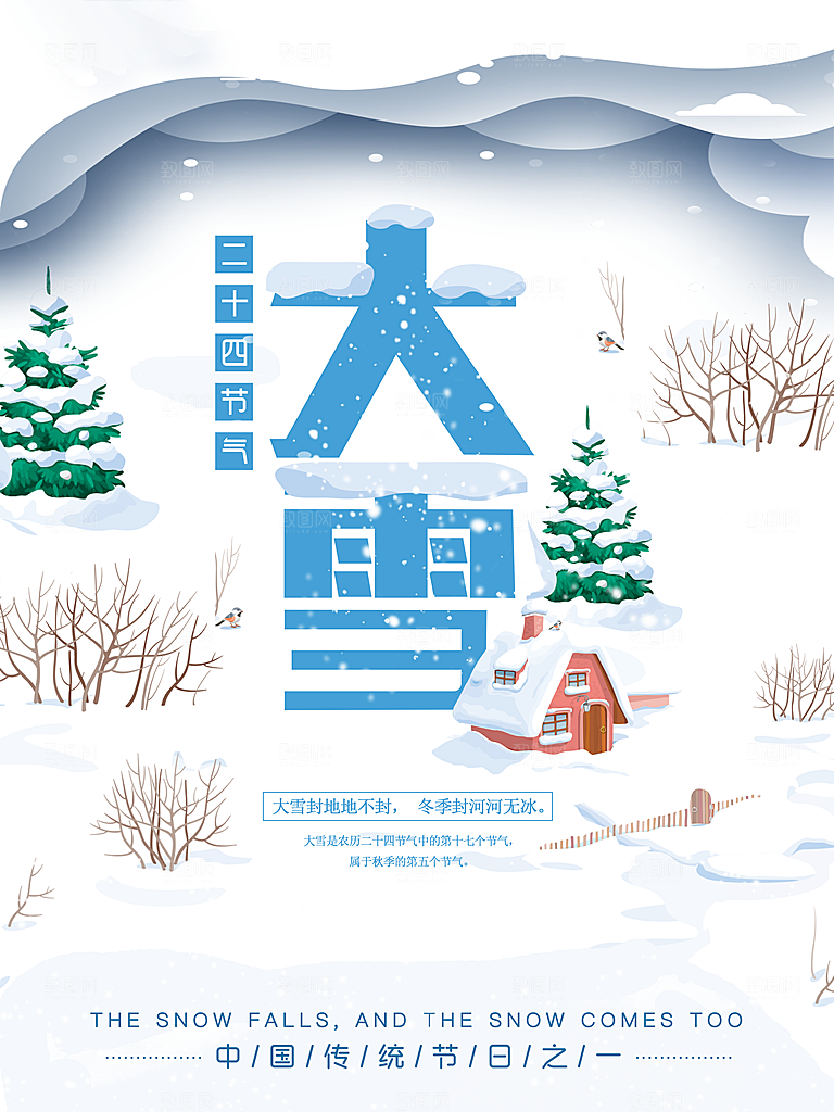 酷炫大雪节气宣传海报
