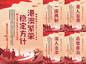 港澳稳定方针党建海报系列