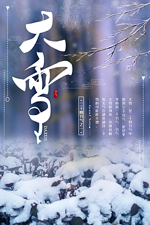 时尚大雪节气宣传海报