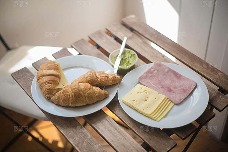 牛角包早餐摄影素材