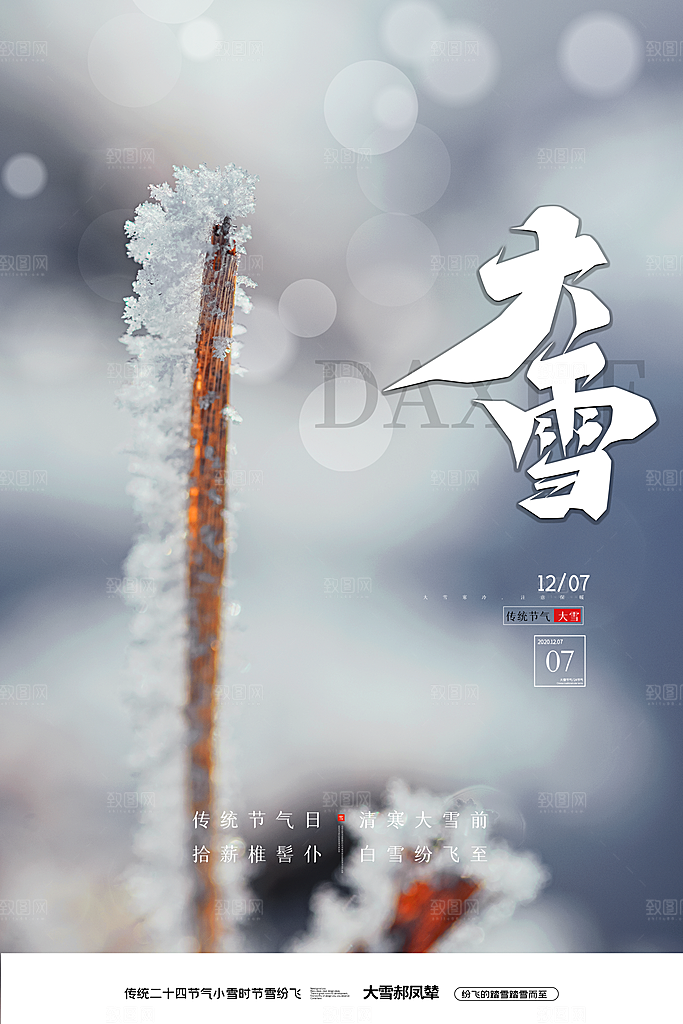 大气大雪节气宣传海报
