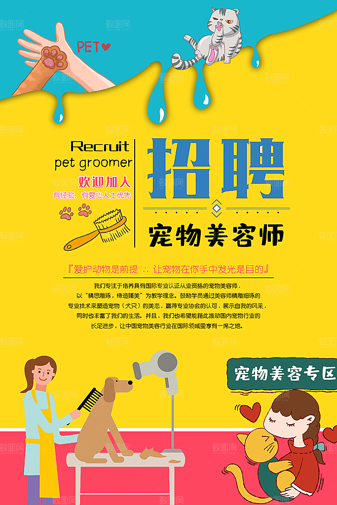 宠物店海报宣传招聘设计单页广告