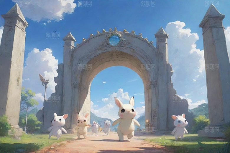 未来之门神秘科幻风格的动画世界