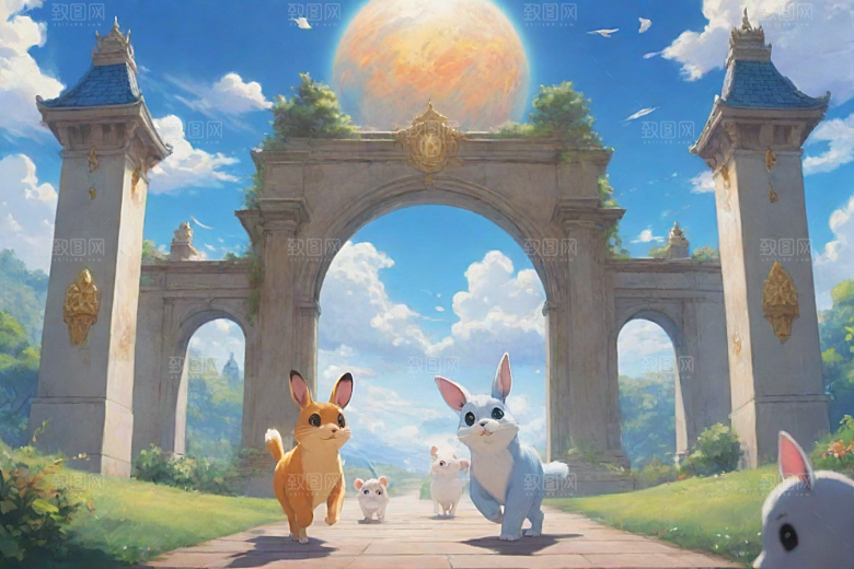 未来之门神秘科幻风格的动画世界