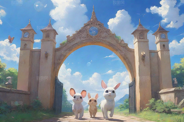 未来之门神秘科幻风格的动画世界