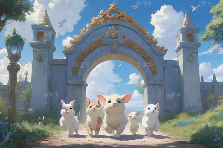 未来之门神秘科幻风格的动画世界